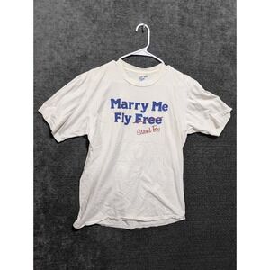 Vintage Jerzees Marry Me Fly Free Stand By Graphic T Shirt White XL Made in USA